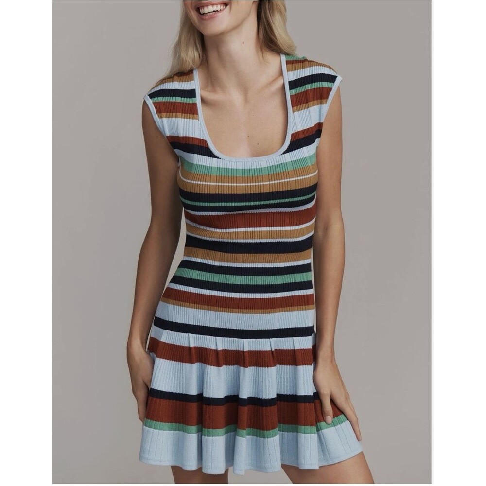 Indie Striped Knit Beca Ribbed Sweater Dress Maeve Anthropologie Fit Flare XXS